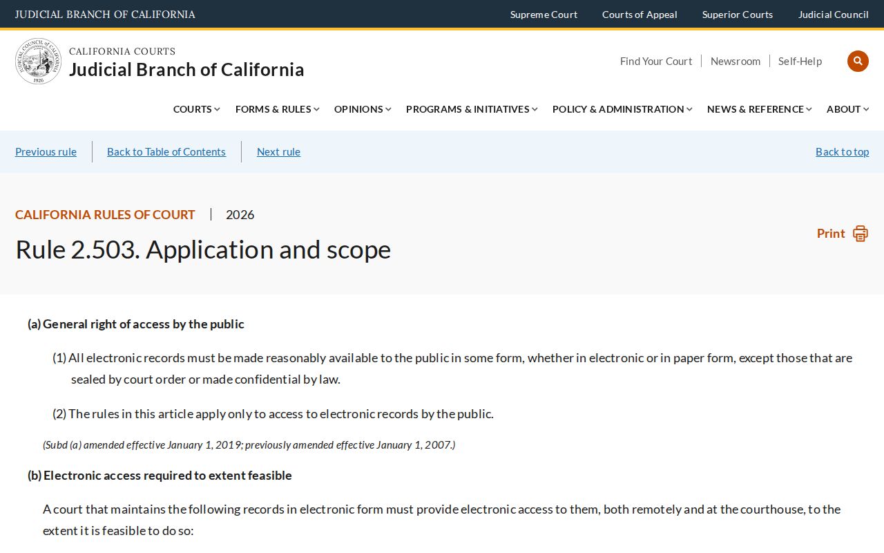 California electronic access rule for Madera County criminal court cases