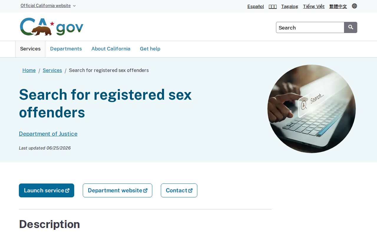 Madera County sex offender check service on CA.gov