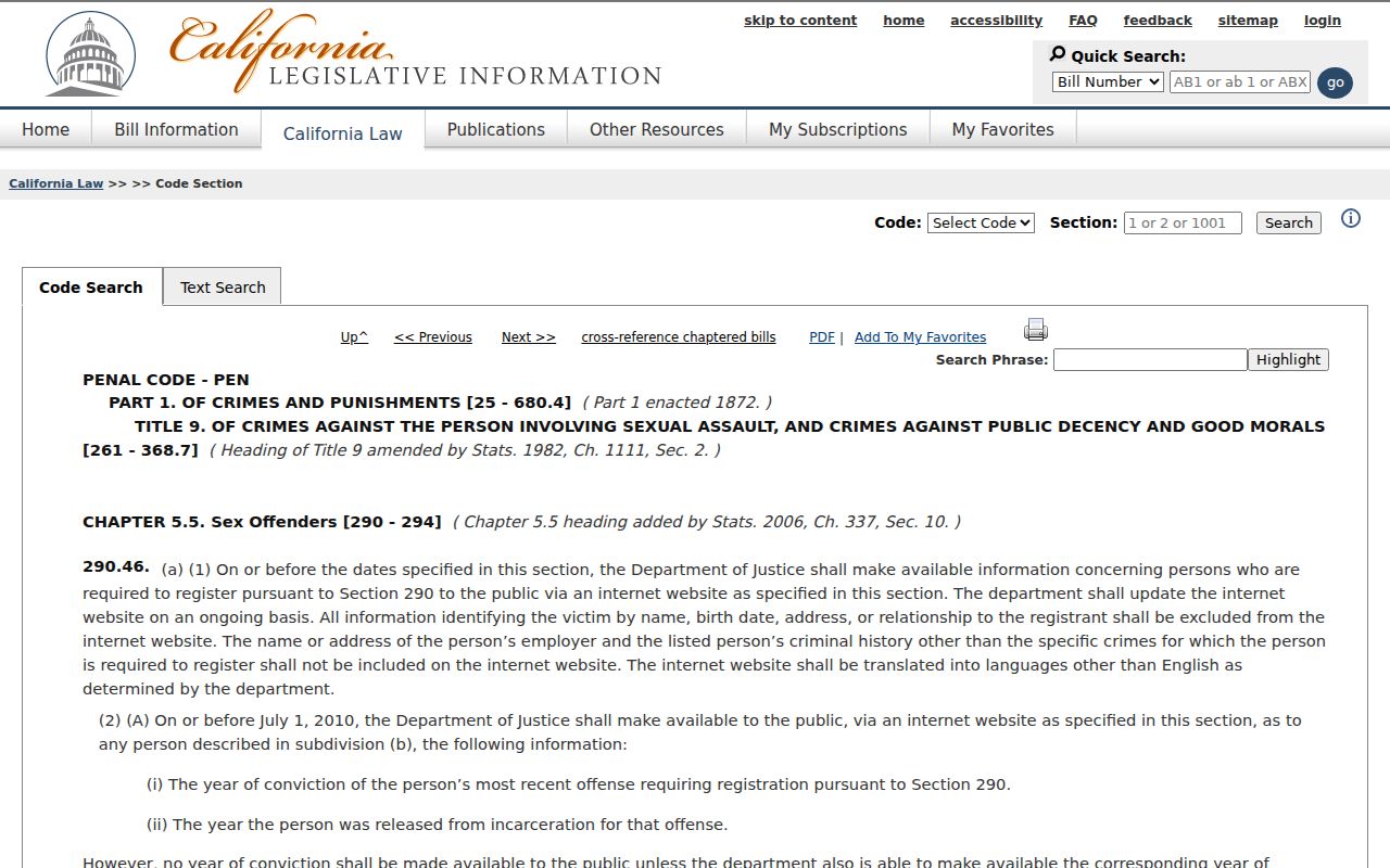 Madera County sex offender check rules in Penal Code section 290.46